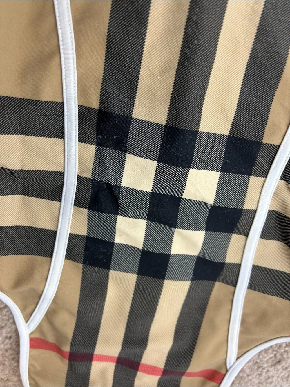 Burberry Beige Check Girls One-Piece Swimsuit Sz 8Y